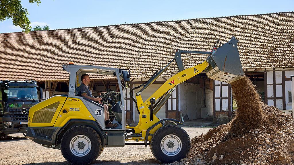yellow wheel loader at construction site
