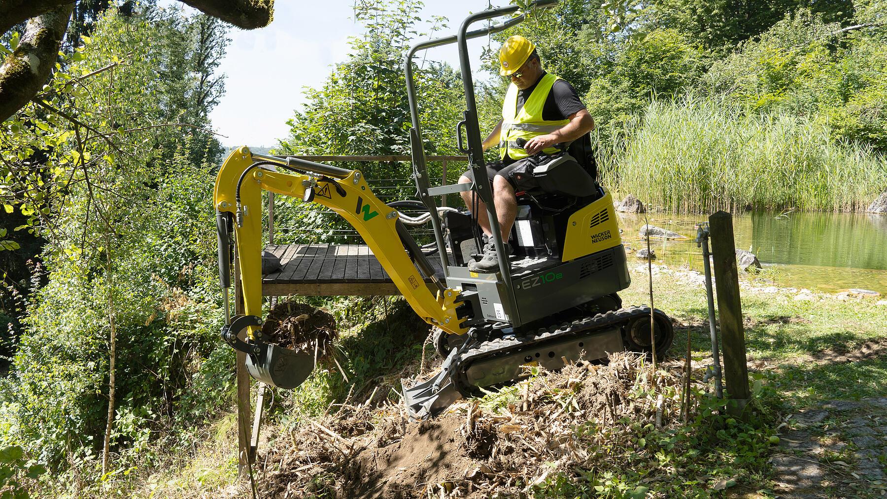 electric excavator in action