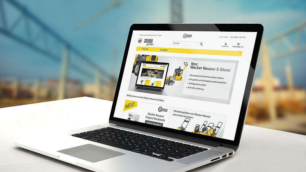 laptop mit wacker neuson estore auf bildschirm